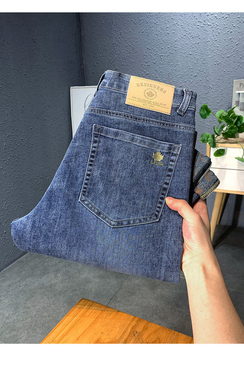 Jean droit et ample pour hommes, pantalon Long, tendance, haut de gamme, élastique, décontracté, nouvelle collection automne_voghion.com