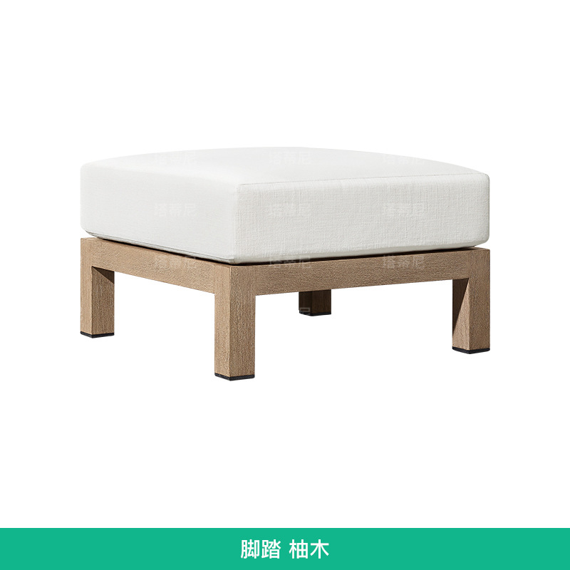 Sofá de patio para exteriores, muebles impermeables de una sola pieza para jardín, conjunto de mesa de centro de teca para terraza de hotel o villa.