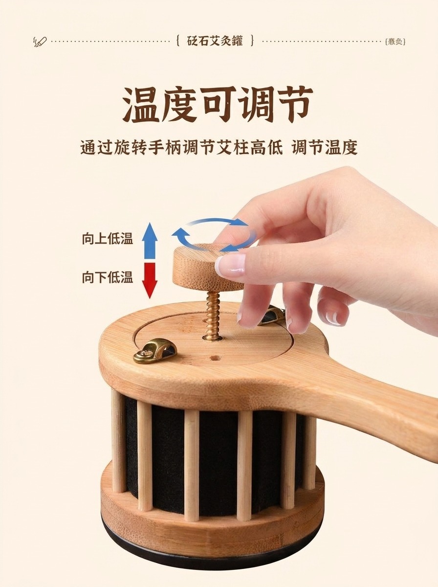 Bian Stone Moxibustion Device Handheld Facial Gua Sha Massage Tool with 54 Moxa Cones for Home Spa Use in use