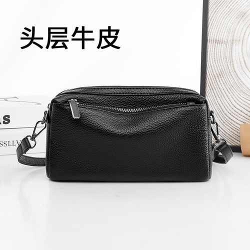 Genuine leather crossbody bag for women, first layer cowhide 2024 new style fashionable shoulder small bag, versatile large capacity soft leather bag for women