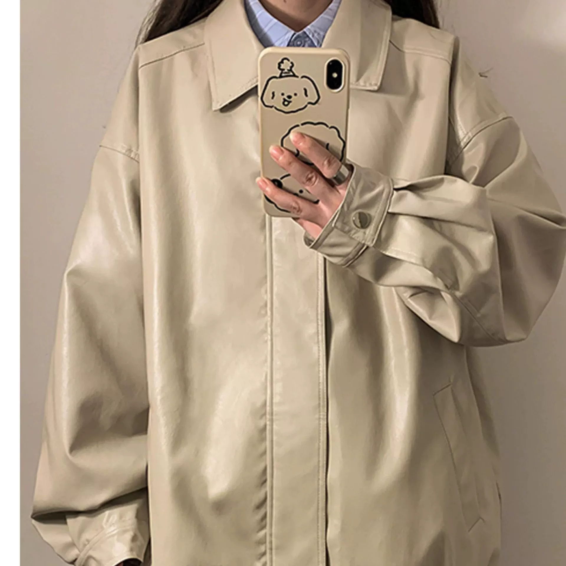 Oversized demi-season windproof, waterproof jacket in American style; Black/Apricot/Coffee, S-XL