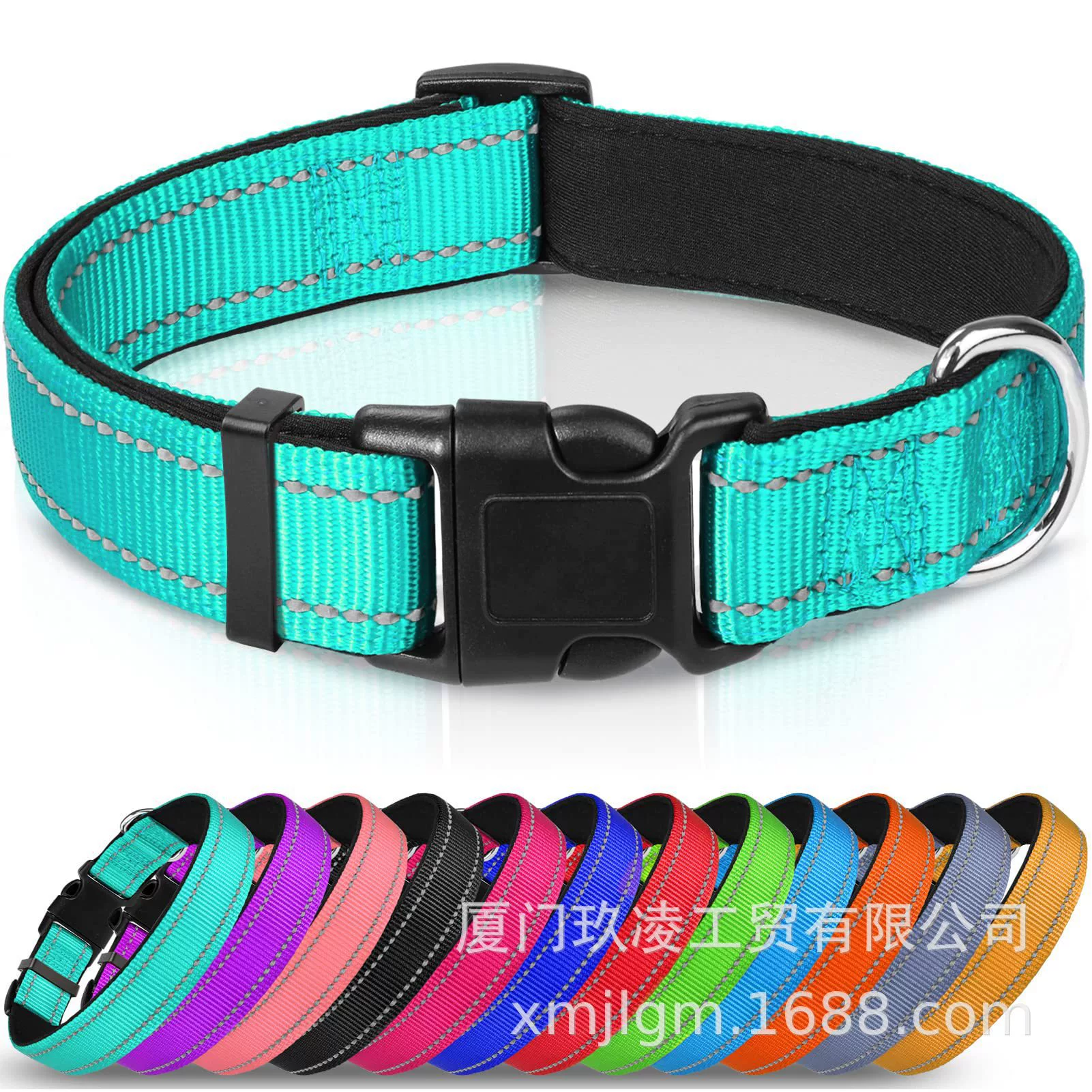 Фабрика прямой собака необходимый нейлоновый Светоотражающий ошейник Мягкий неопреновый дышащий Регулируемый ошейник