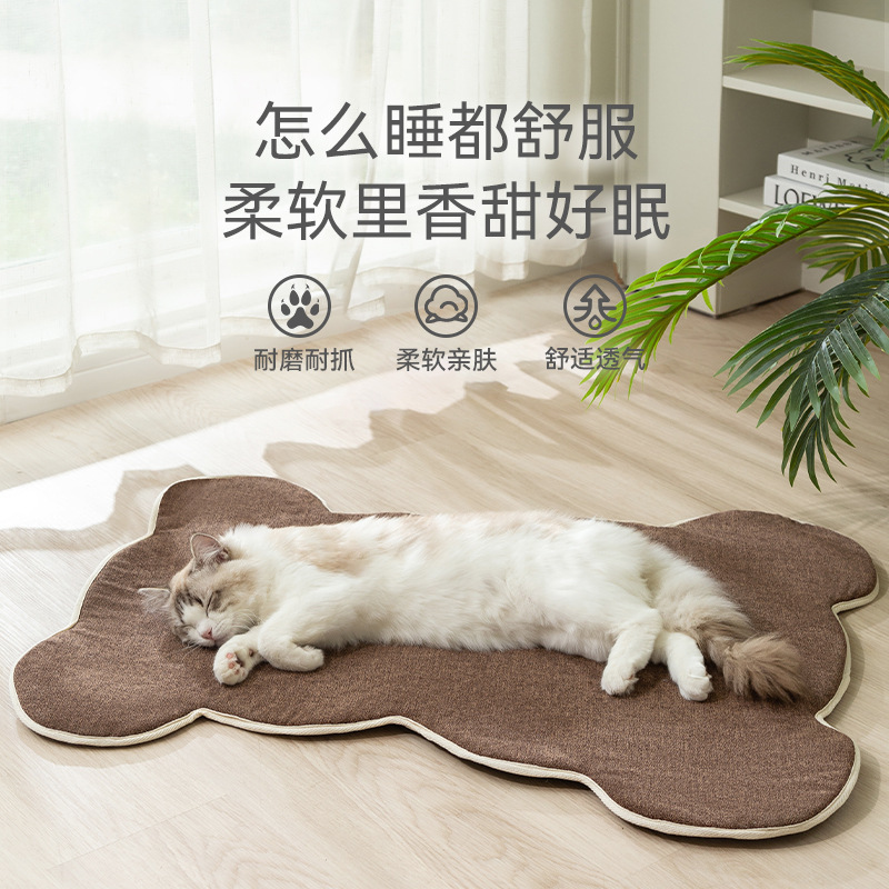 Estera del gato de piel antiadherente resistente a las manchas para dormir nido de gato de verano estera del piso del gato perro estera para dormir mascota cuatro estaciones de dibujos animados gato rascarse estera