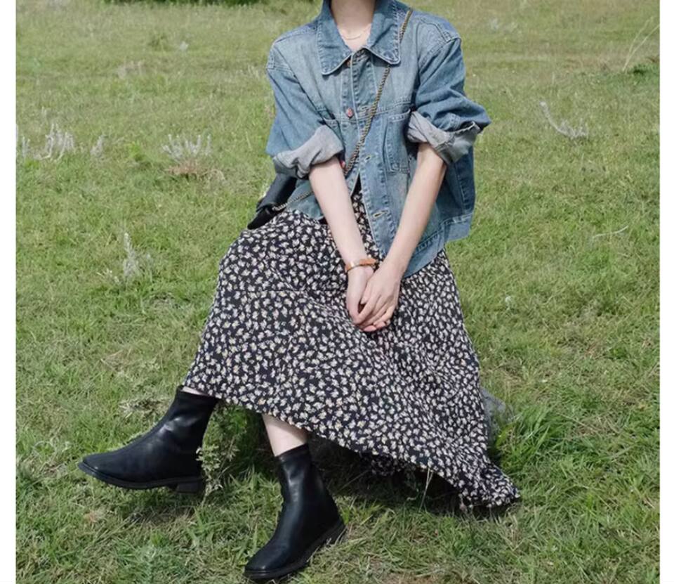 Áo khoác denim nữ dáng ngắn form rộng tay dài cổ ve — áo khoác denim dài tay chi tiết 17
