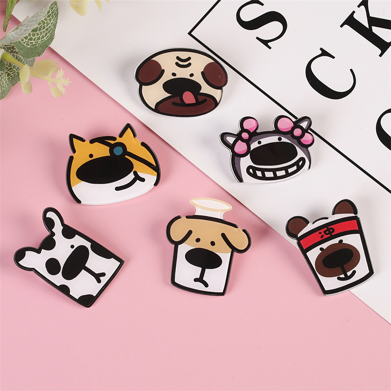 漫画アクリルブローチバッジかわいい子犬のピンがかばんに飾られたブローチを飾って卸売りをカスタマイズした|undefined