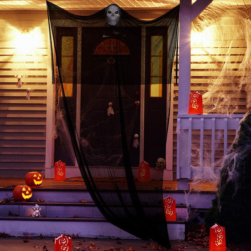 Decoración de Halloween máscara de esqueleto fantasma colgante puerta fantasma colgante gaza grande terror fantasma accesorios del centro comercial al aire libre