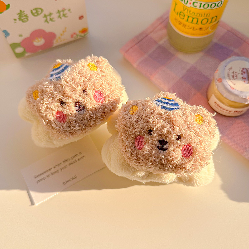 Pulseras de muñeca de pelúcia para lavar la cara niñas absorción de sudor maquillaje peludo muñeca impermeable manga pulseras de dibujos animados