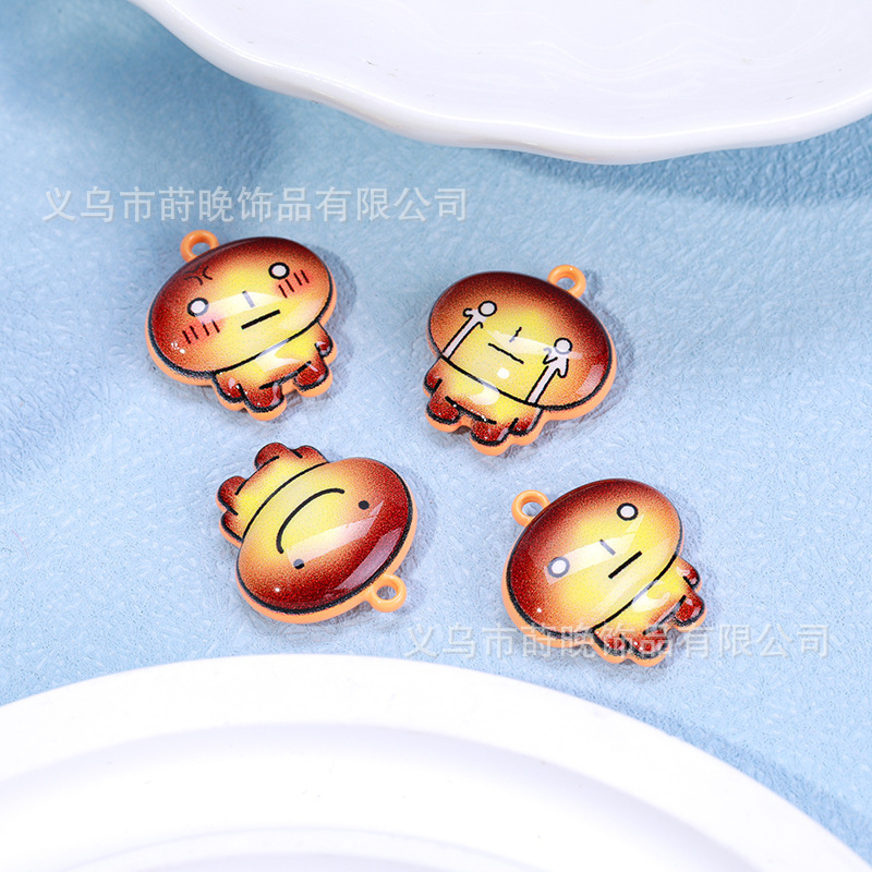 锌合金烤漆卡通创意焦烤面包小人吊坠diy手机链钥匙扣饰品配件|undefined