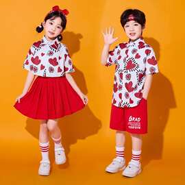 儿童啦啦队演出服小学生运动会班服幼儿园港风衬衫团体合唱表演服