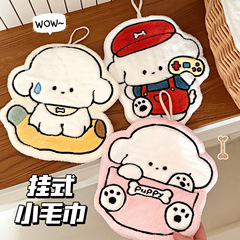 新しいかわいい子犬ハンドタオル厚く速乾性吸収性ハンカチ布コーラルベルベットキッチンバスルーム小さなタオル卸売