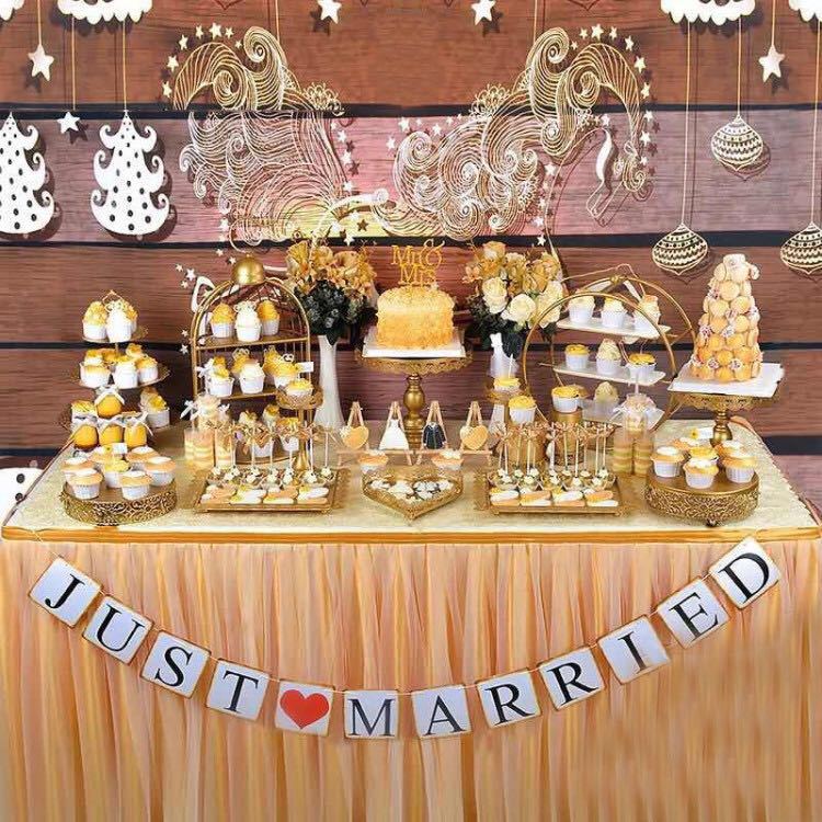 Postre de oro Decoración de mesa soporte de exhibición traje creativo europeo pastel merienda stand buffet comida fría té mesa de descanso image 24