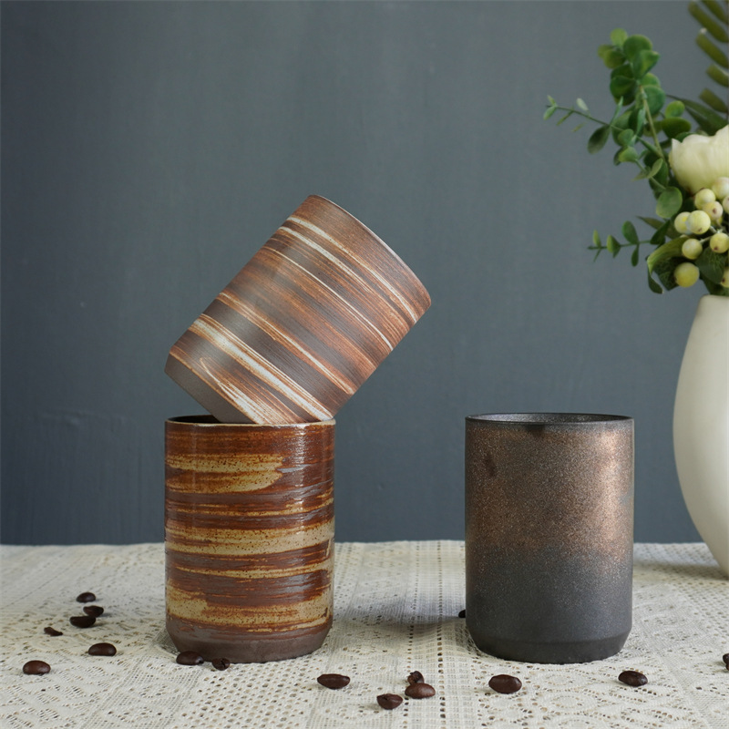 Gedrehte, gerade Espressotasse, kreativer Becher, hochwertige Qualität, rustikale Keramik-Wassertasse_voghion.com
