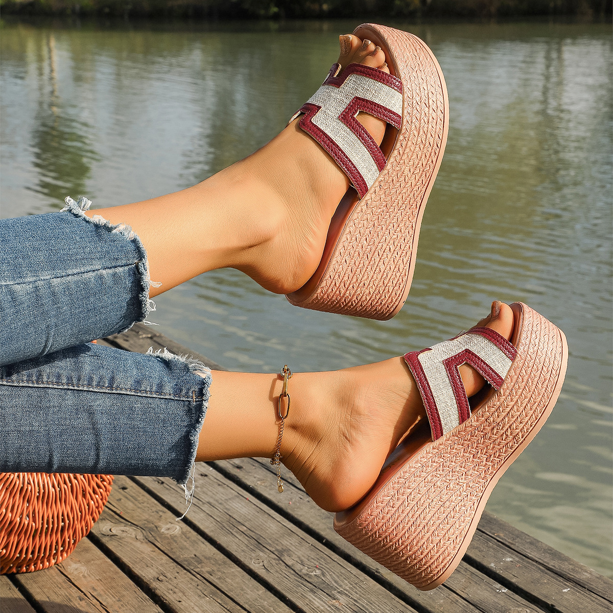 Mules compensées confortables pour femme chaussures été_voghion.com