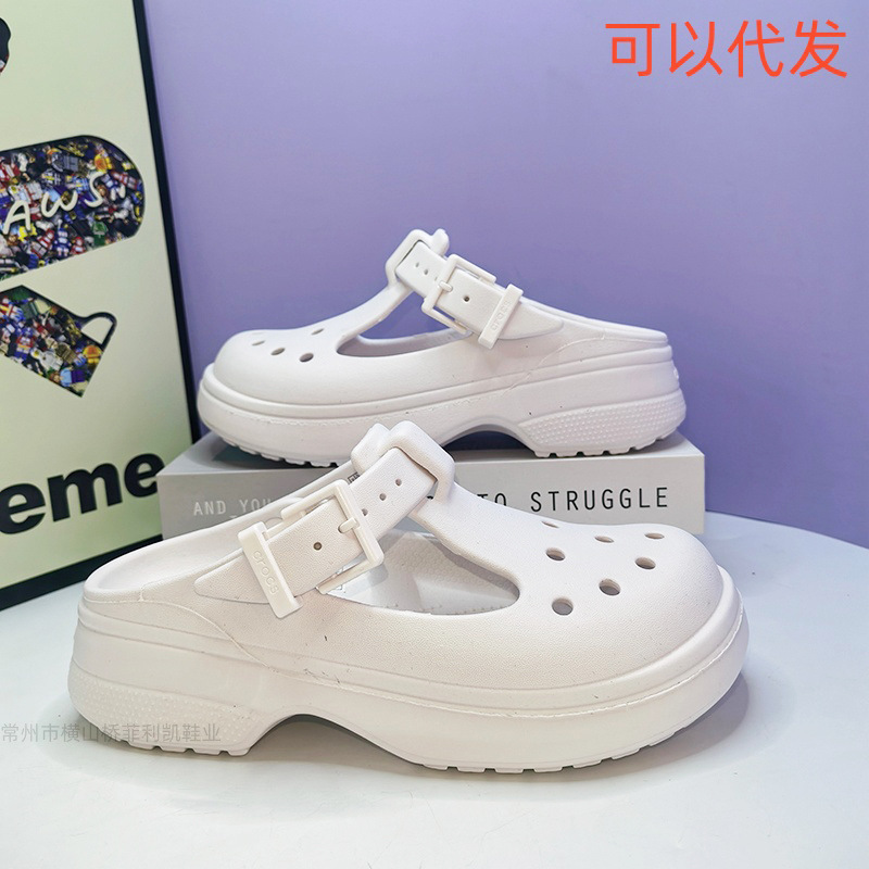 Croos Fashion Mary Jane Women's Clogs Summer Thick-Soled Height-Increasing Non-Slip Beach Sandals with a Soft Cushioning Feel Croos Fashion Mary Jane Women's Clogs Summer Thick-Soled Height-Increasing Non-Slip Beach Sandals with a Soft Cushioning Feel
