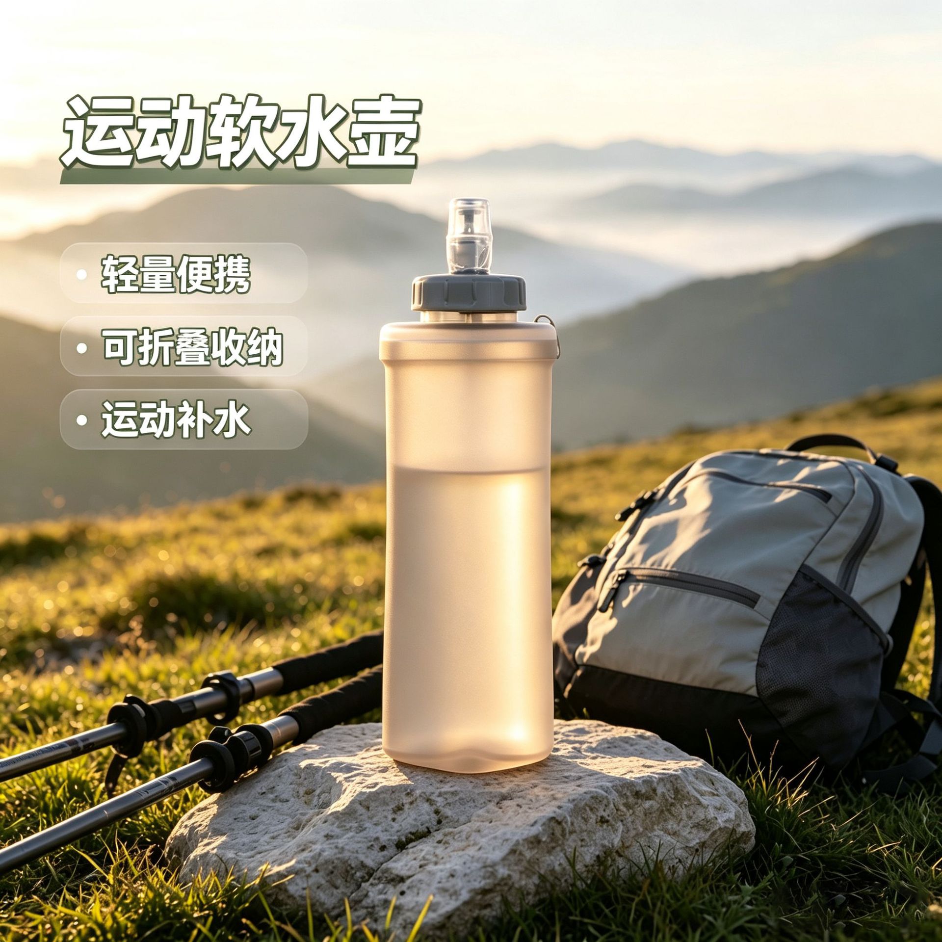 Outdoor running foldable TPU soft water bottle, marathon drinking bottle, cross-border sports soft water bottle, cycling water bottle, customizable