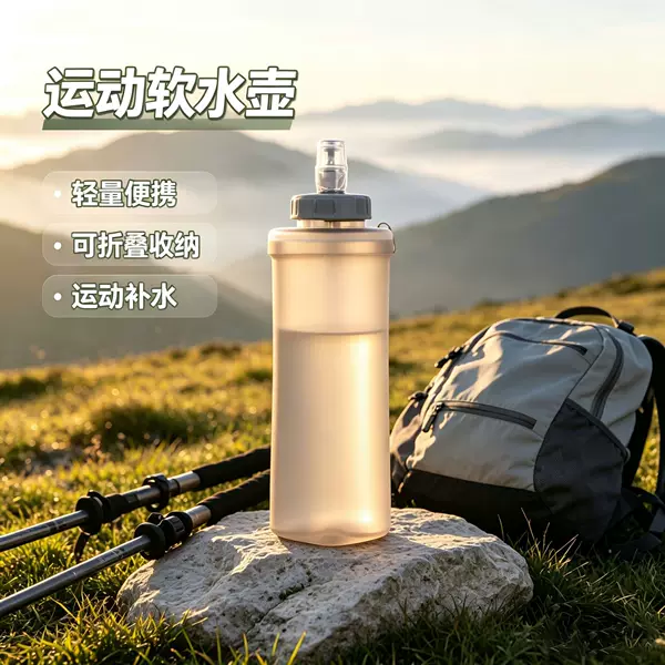 Outdoor running foldable TPU soft water bottle, marathon drinking bottle, cross-border sports soft water bottle, cycling water bottle, customizable