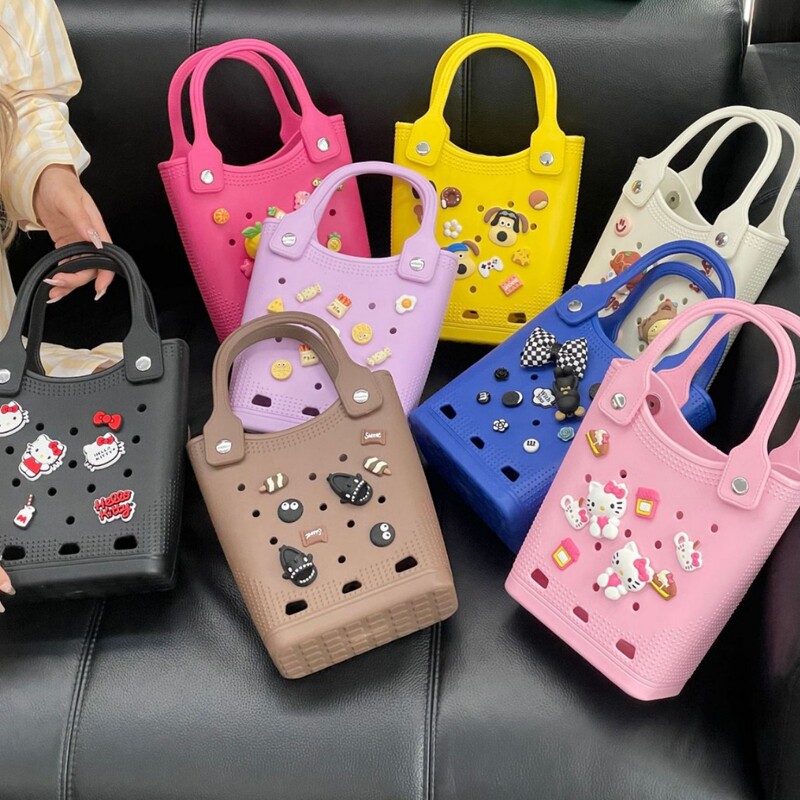 2025 New Handbag Eva Hole Bag Summer Beach Vacation Waterproof Handbag Outing Small Square Bag DIY