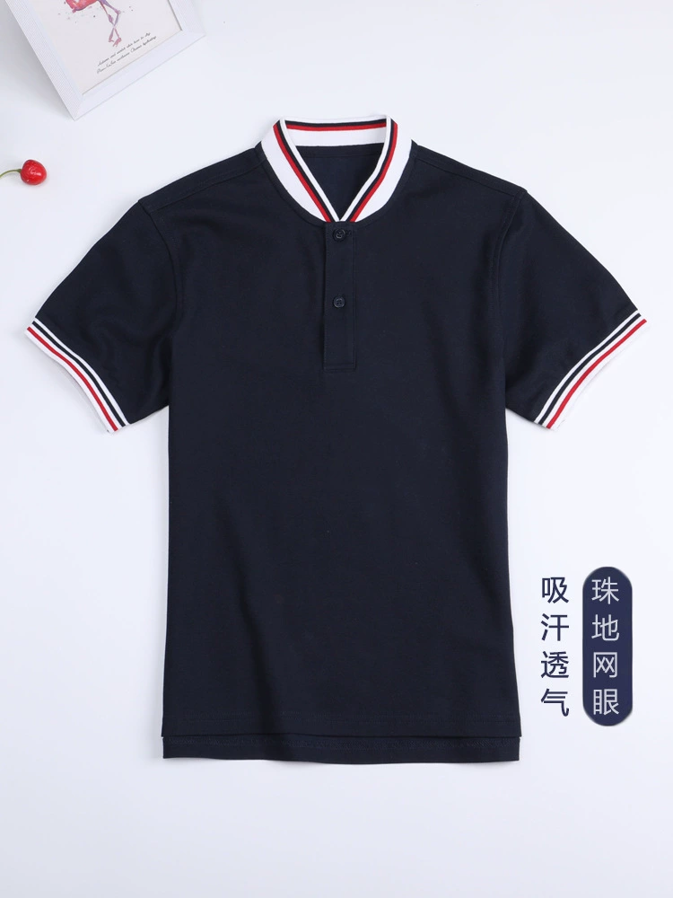 Детская футболка, голубой и белый polo, летняя форма для учащихся, с коротким рукавом