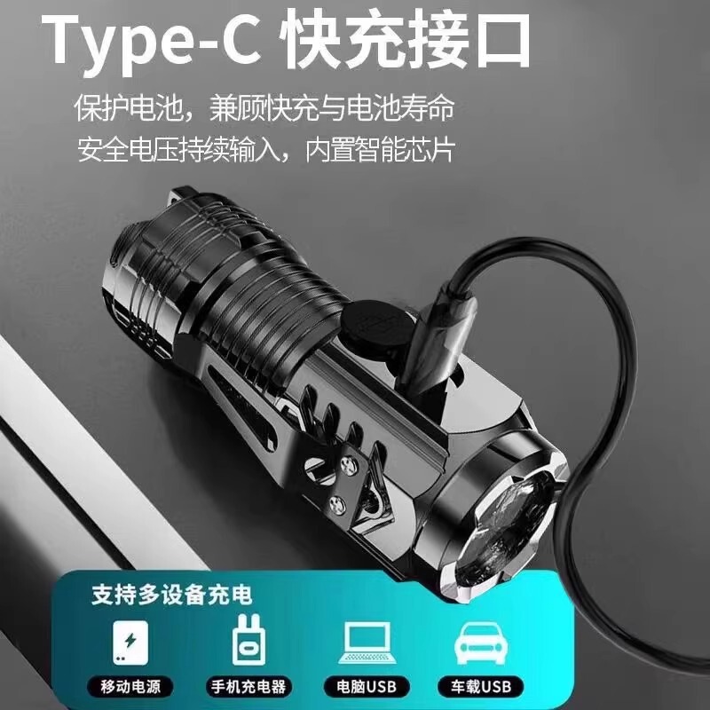 懐中電灯強力な光充電式超高輝度長寿命長距離ミニポータブル家庭用屋外耐久性のあるキセノン LED ライト|undefined