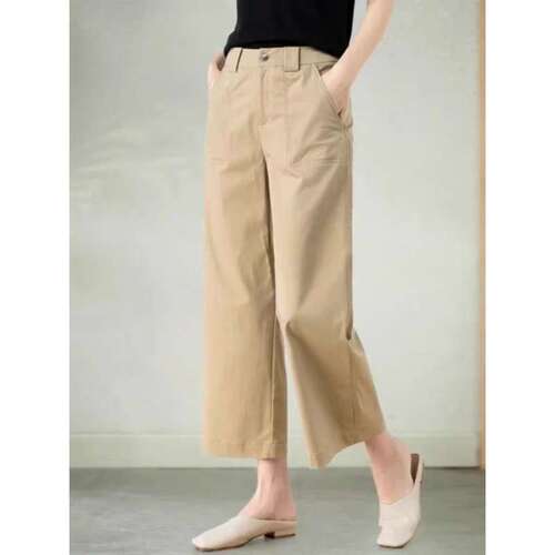 Pure cotton quarter pants for women 2026 new summer pants, thin, small casual sports pants, eight-quarter pants, wide-leg pants