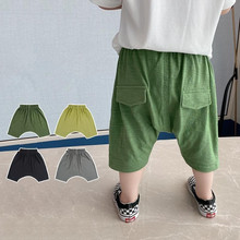 男女童夏装大屁屁裤宝宝洋气儿童个性潮韩版纯色垮裤宽松七分pp裤