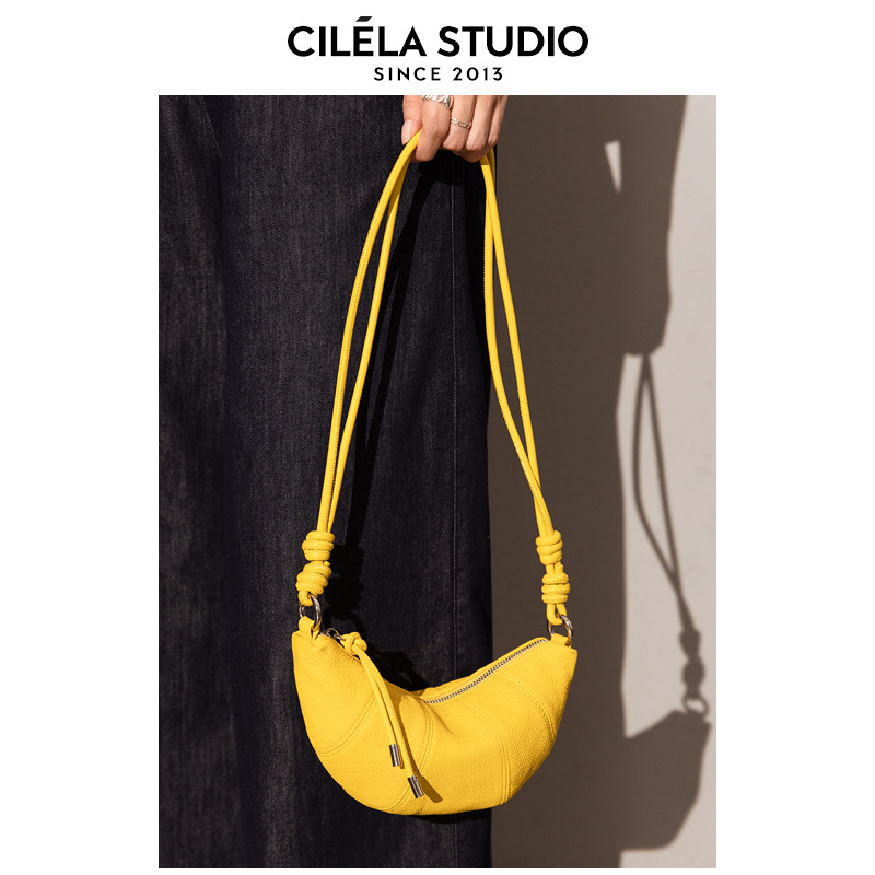 Niche Design Croissant Bag, Half-Moon Saddle Bag, Genuine Leather Shoulder & Crossbody Bag For Women, Summer Small Bag - Thumbnail 8