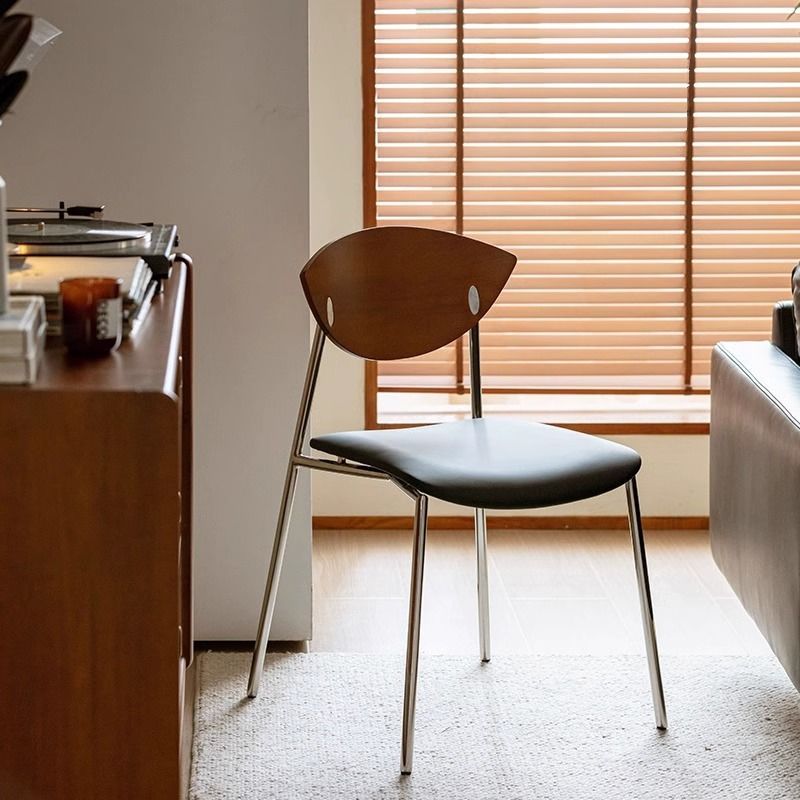 Solid Wood Dining Chair with Bird-Shaped Backrest, Designer Creative Ins Nordic Style, Home Dining Table Iron Chair, Comfortable High Backrest