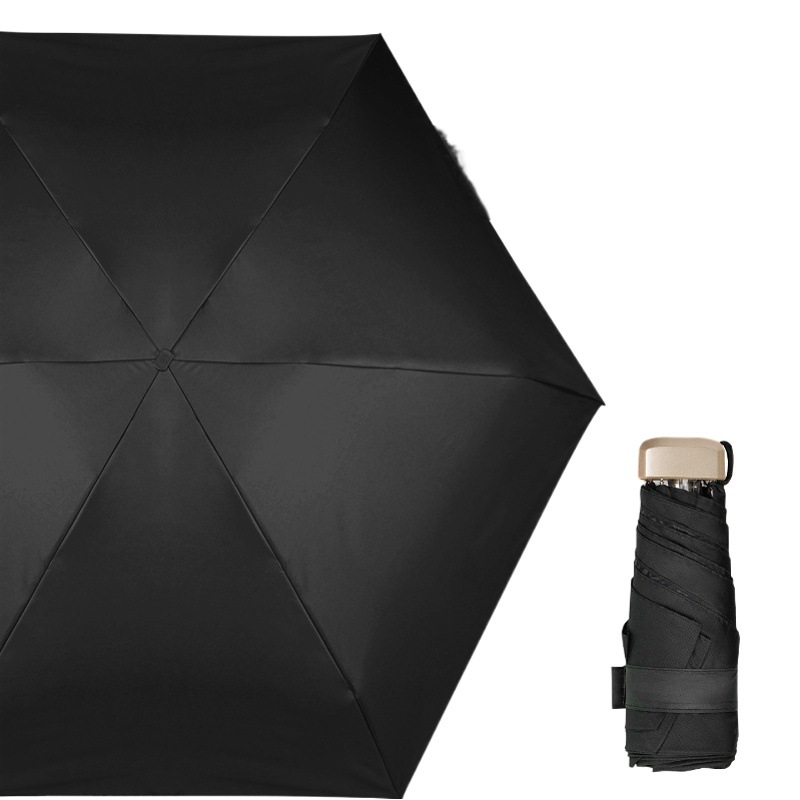 Sombrilla Plana de 6 Varillas y 5 Pliegues de Vinilo con Protección UV Ultra Ligera image 1