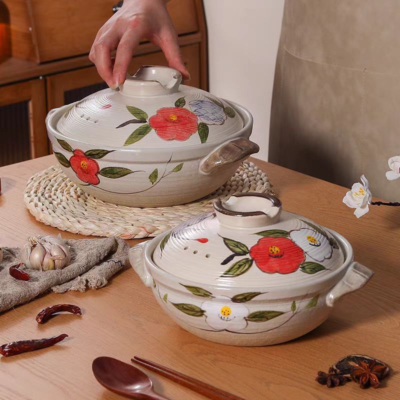 日式土锅耐高温砂锅干烧煲仔饭浅煲家用陶瓷小沙锅煤气灶专用炖锅