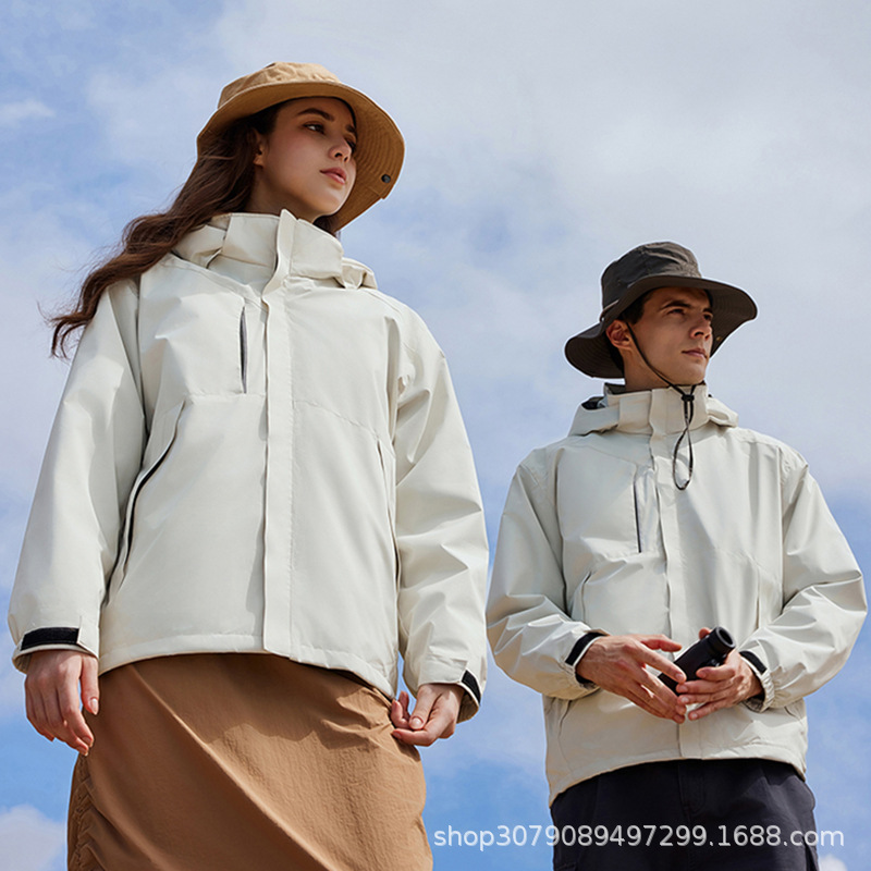 防风防水冲锋衣批发双层加网三合一可拆卸两件套保暖户外登山服男