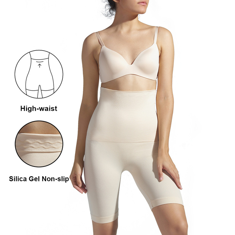 Cross-Border Foreign Trade Women's High-Waisted Silicone Gel Shaping Pants European and American Tight-Fitting Underwear Corset Hip-Lifting Boxer Tummy Control Pants