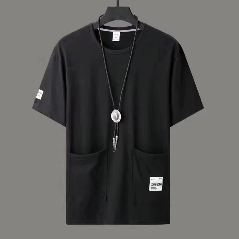 Источник производителя внешней торговли летняя футболка мульти-карманная повседневная свободная толстая мужская рубашка большого размера футболка большого размера