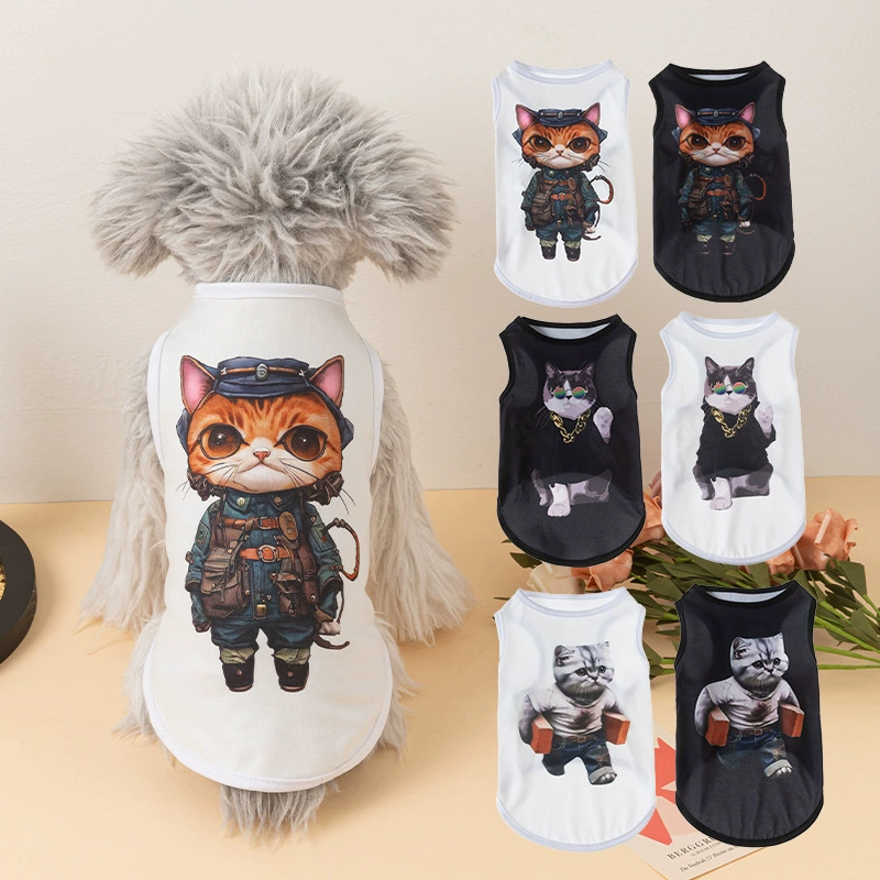 Трансграничный источник завод новый мультяшный принт для домашних животных одежда щенок жилет для домашних животных одежда для собак