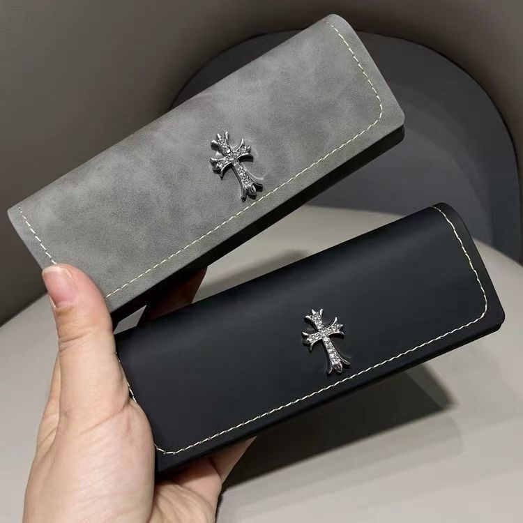 Gothic Style Glasses Case Magnetic Retro Cross Student Anti-Stress Portable Retro Storage Box Sunglasses Case for Men and Women