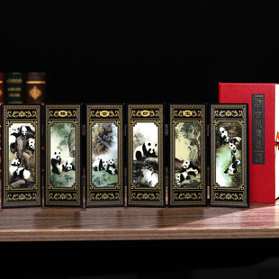 Desktop Small Screen Ornaments Lacquerware Chinese Style Special Gifts for Foreigners Abroad Traditional Wooden Gifts