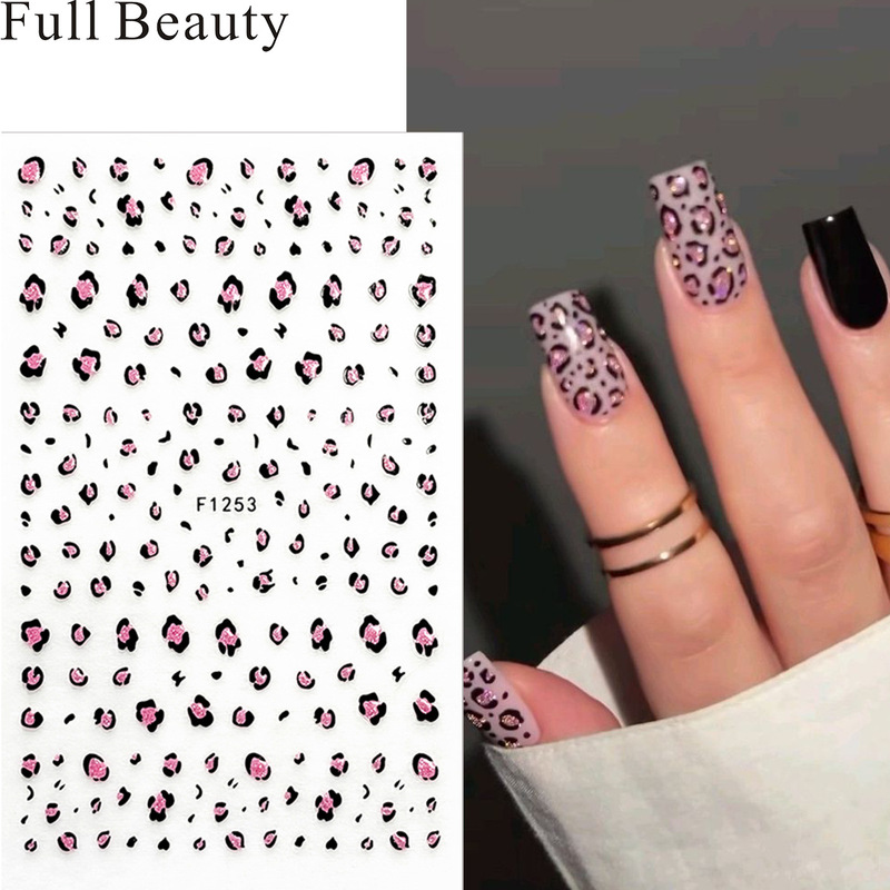 FULLBEAUTY Cross-Border Nail Art Stickers Autumn and Winter Vintage Leopard Print Gold and Silver Laser Leopard Nail Art Stickers FULLBEAUTY Cross-Border Nail Art Stickers Autumn and Winter Vintage Leopard Print Gold and Silver Laser Leopard Nail Art Stickers