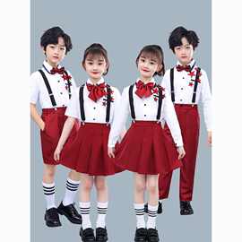 儿童大合唱演出服幼儿园校园风中小学生诗朗诵爱国红歌主持人礼服