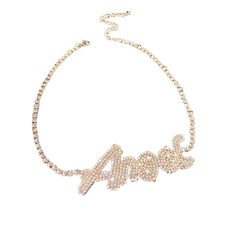 Fashion New Style Diamond Letter Necklace display picture 2