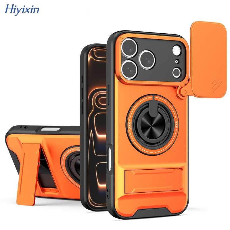 Suitable for Iphone18Pro Max Ring Phone Case, 16Pro Sliding Cover Protective Case, Apple 14 Anti-Fall Protective Case