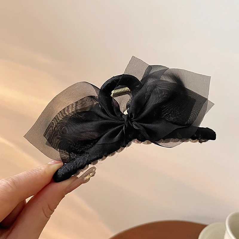 Arco negro adornamiento de cabello princesa clip de cabello de cabeza mujer detrás del cabello raspado clip de pez adornamiento de cabello clip de cabello