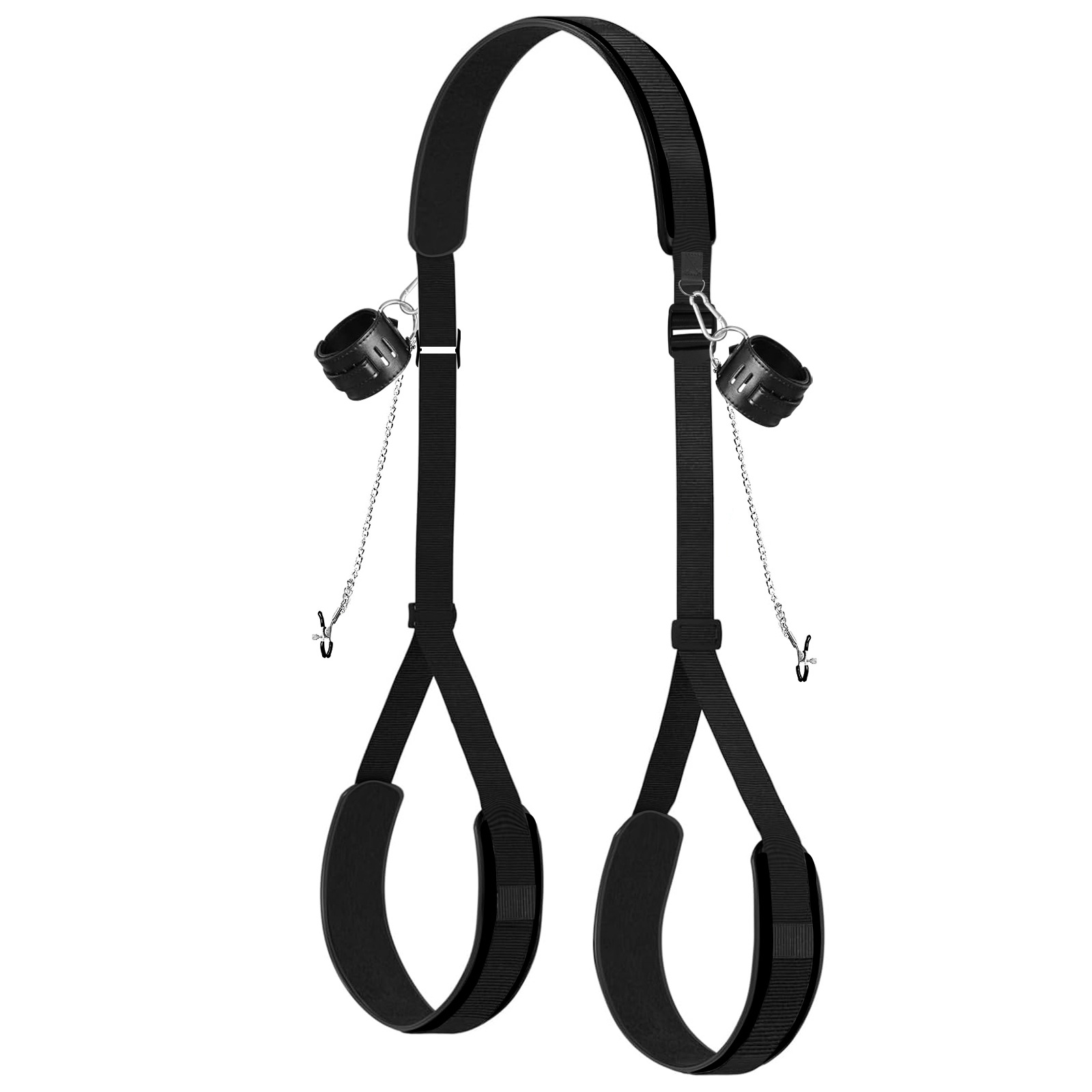 Sexy sm sex toy black M leg-spreading strap with handcuffs split-leg…