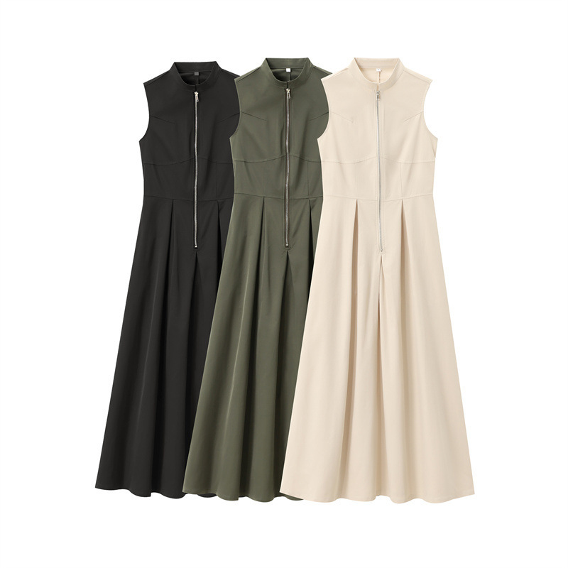 summer fashionable elegant dress sleevless with a round collar