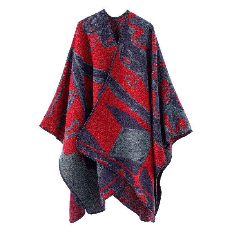 Otoño e Invierno nuevo estilo de Cachemira estilo étnico multi-color chal exterior split capa grande engrosada bufanda capa caliente