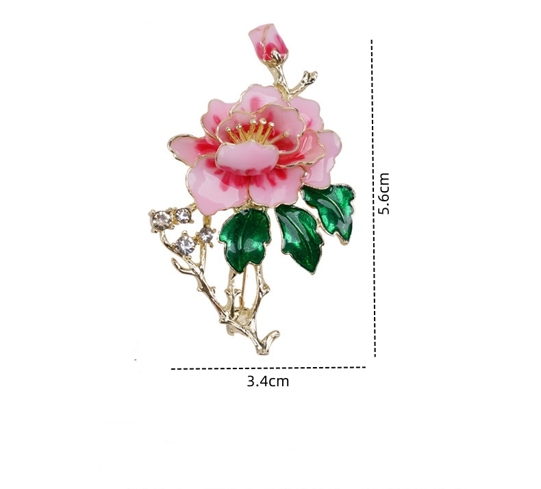 Chinese-Style Peony Brooch with a High-End Feel, Symbolizing Prosperity and Elegance, Fashionable and Versatile Enamel Pin Brooch