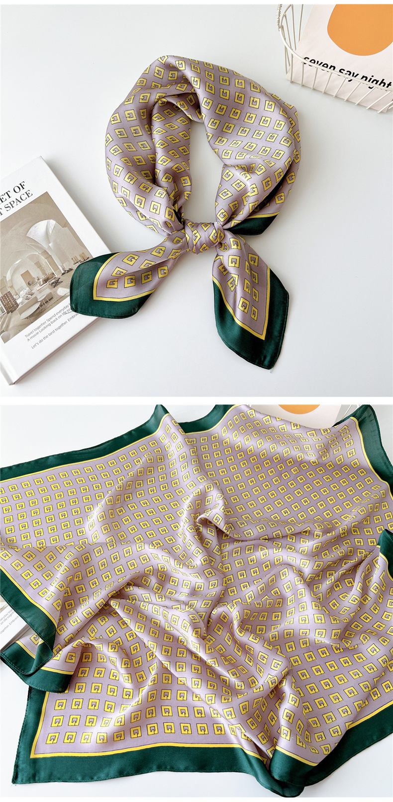 40g Weight Silk Scarf Classification Outdoor, Travel Occasion Polyester Material Printing Pattern Spring&Summer Season Women's Gender Printing Design Elegant Style Women's Elegant Printing Polyester Printing Silk Scarf 28