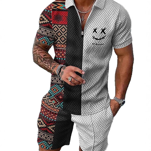 POLO zipper shirt short-sleeve suit Independent station European and American men's clothing new independent station source casual transportation