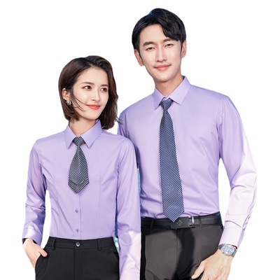 职业衬衫女2022商务面试正装气质秋冬长袖衬衣销售工作服男女同款