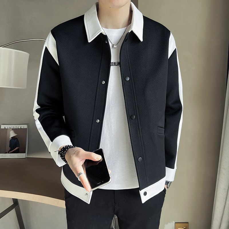 1 Pishi Color Block Jacket Coat Trendy Brand High-end Fashion Casual Versatile Handsome Spring Autumn Men's Clothing 2023_voghion.com