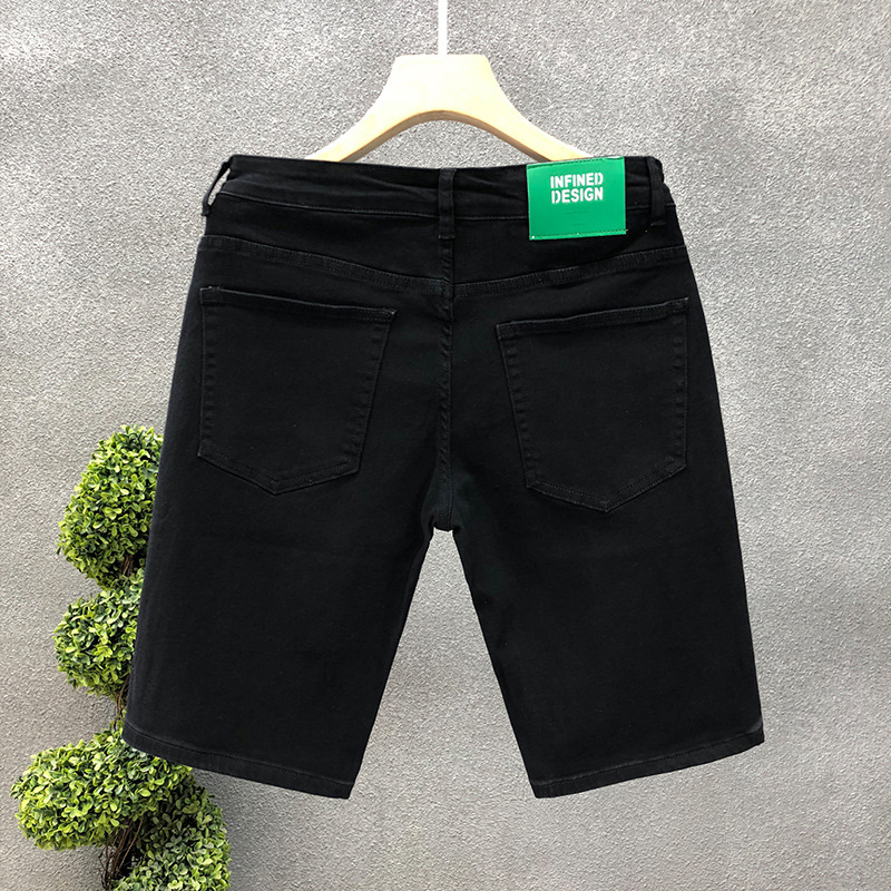 Schlanke Stretch Jeansshorts Für Herren In Blau Für Den Sommer_voghion.com
