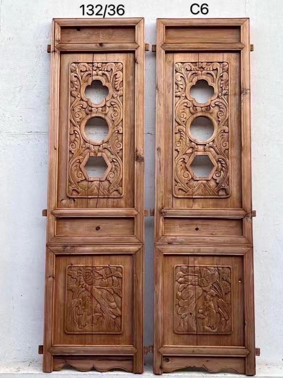 木雕老花板实木隔断壁挂中式复古背景墙玄关挂屏老物件古董老家具